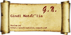 Gindl Natália névjegykártya